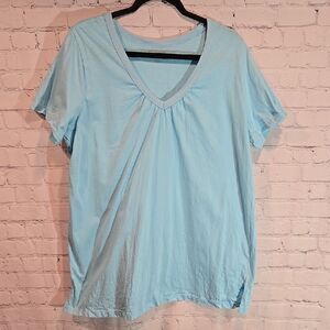 Woman Within Light Blue V Neck T Shirt Size 18/20